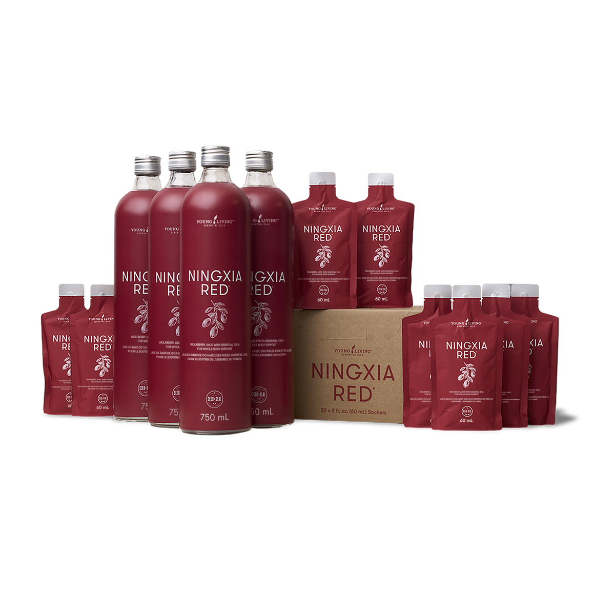 4 Ningxia red bottle and a collection of ningxia red packets