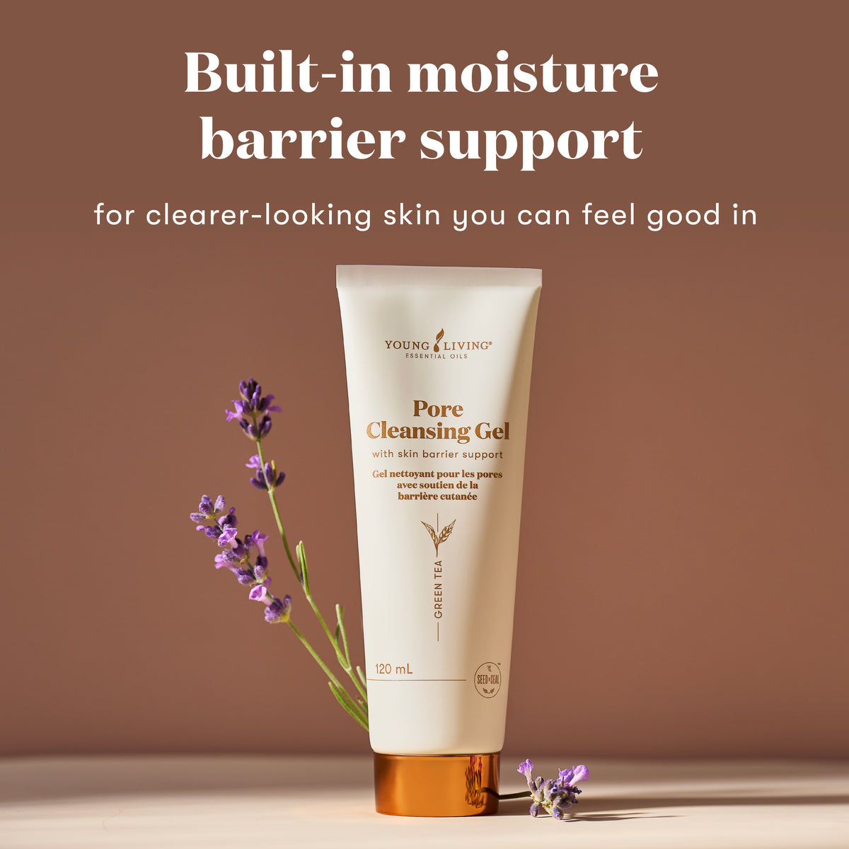 Tube of pore cleansing gel on tan background
